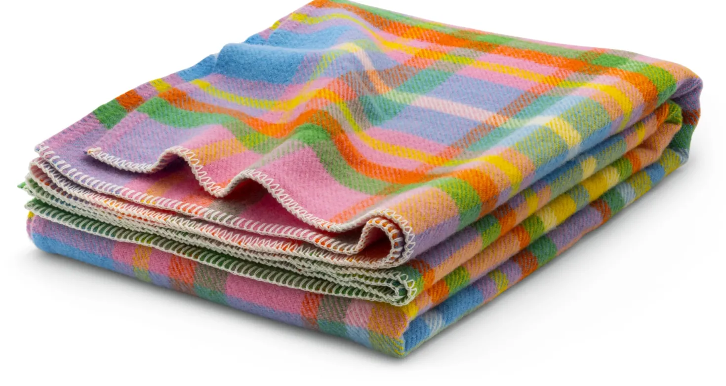 Schurwolldecke bunt kariert