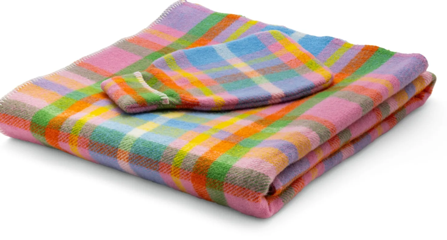 Schurwolldecke bunt kariert