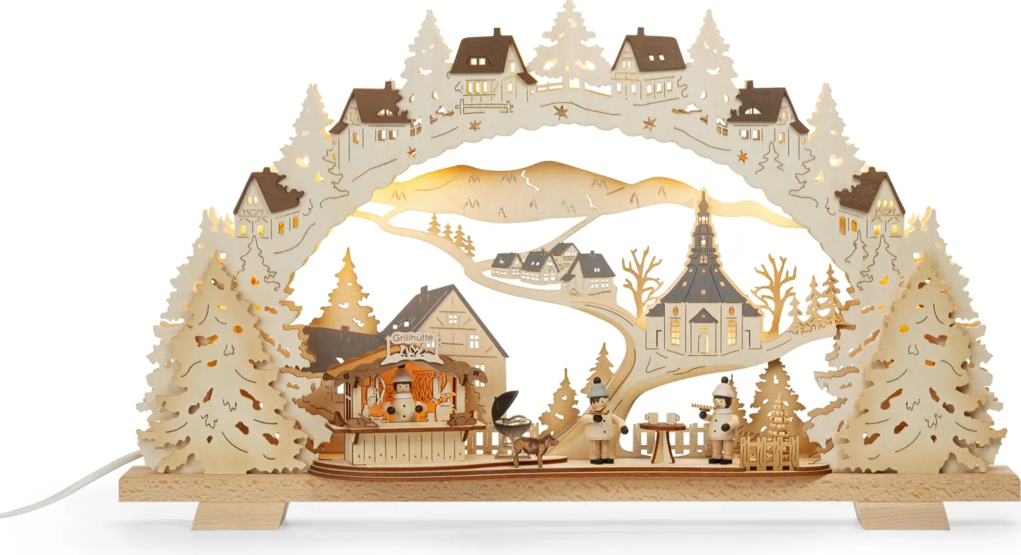 Schwibbogen Winterliche Grillhütte