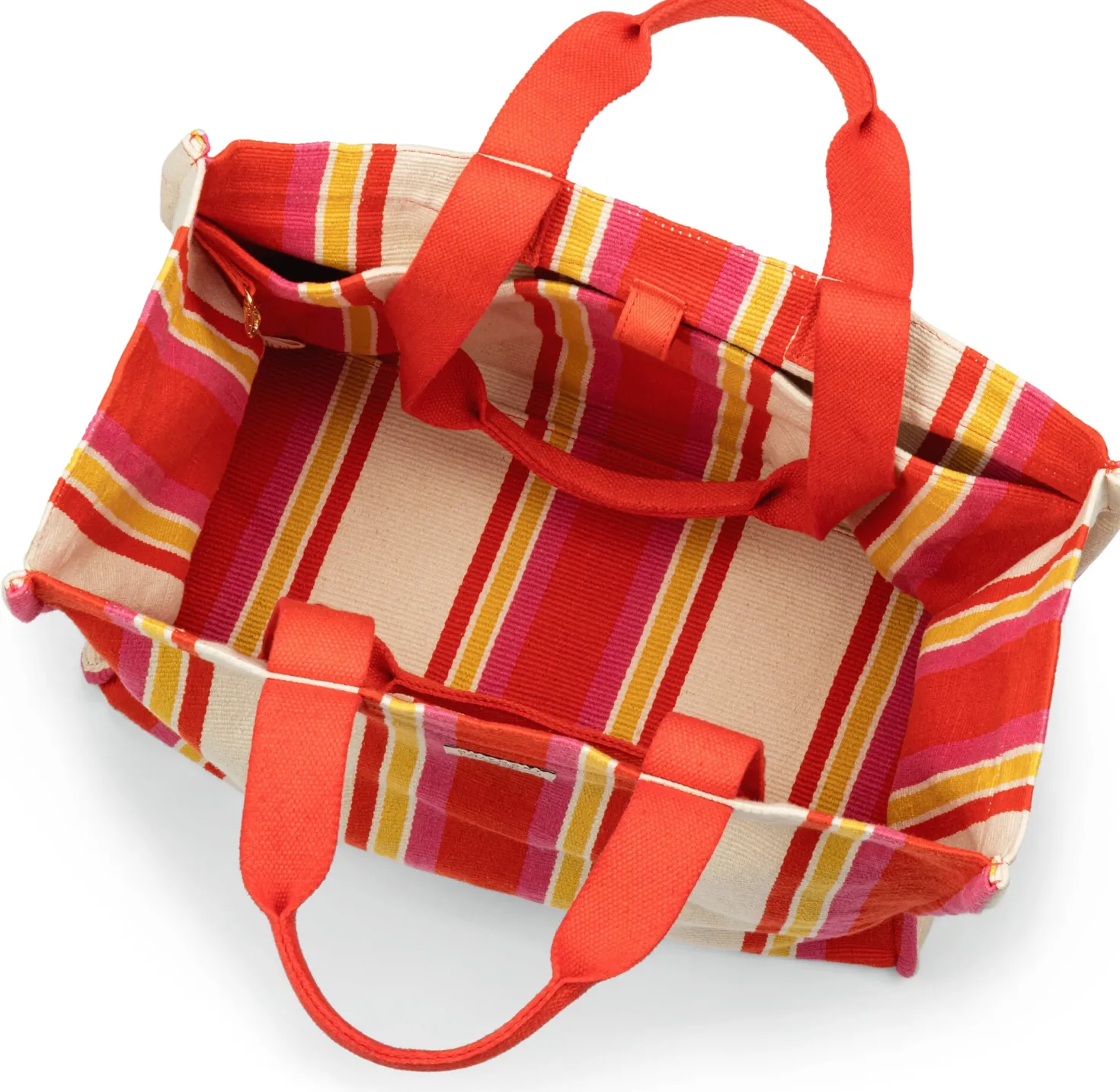 Shopper N°46 gestreift, rot-creme