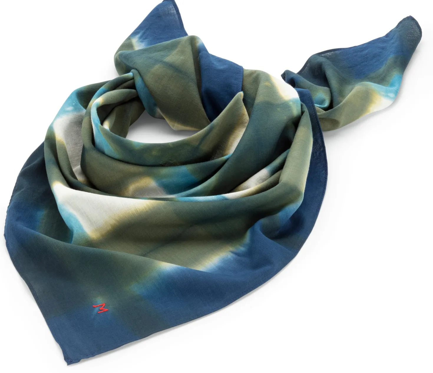 Unisextuch N° 822 Batik, Grün-Blau