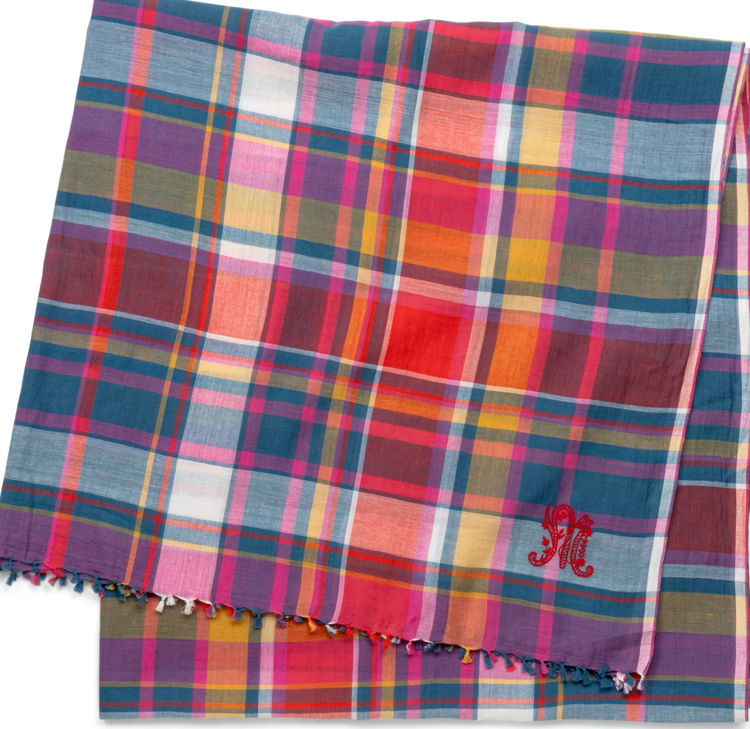 Unisextuch N° 827 kariert, Rot-Blau
