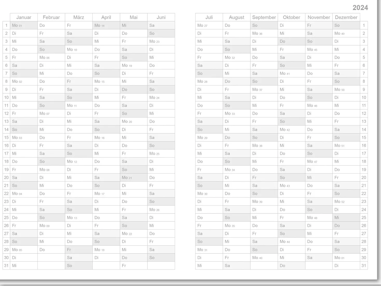 X47 Wochenkalender 2027